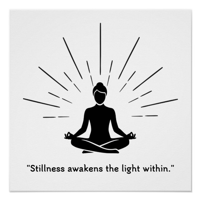 Poster Silhouette de méditation radiante (Devant)