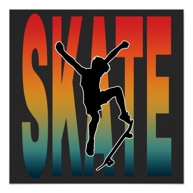 Poster Silhouette de skateboard (Devant)