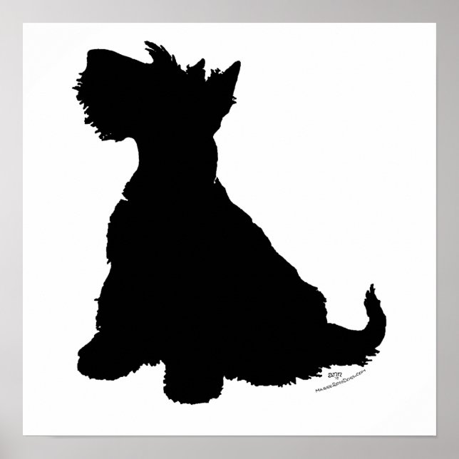 Poster Silhouette de Terrier Écossais (Devant)