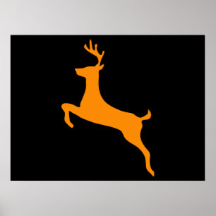Poster Silhouette des Cerfs Orange