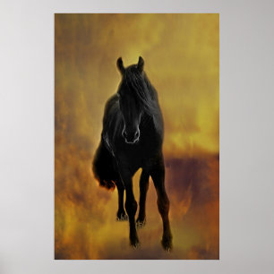 Poster Silhouette du cheval noir