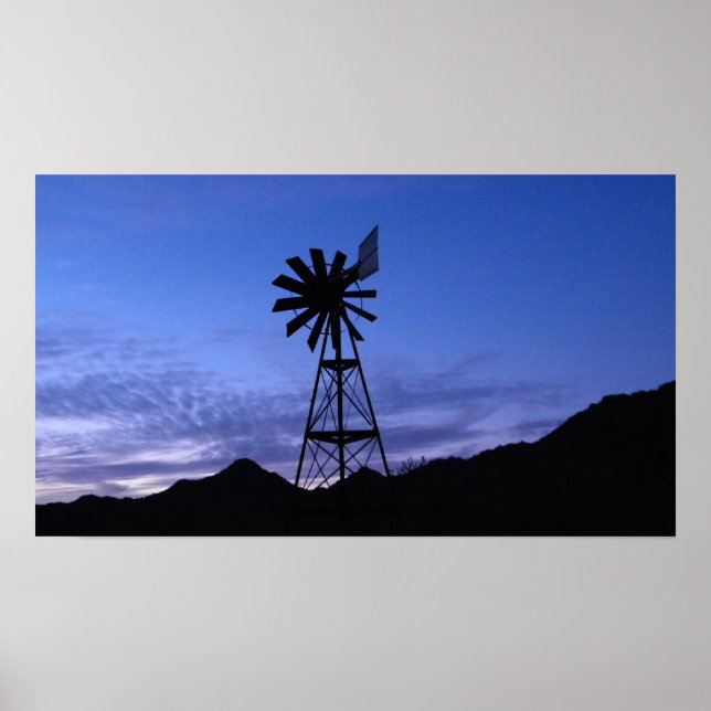Poster silhouette d'un moulin à vent (Devant)