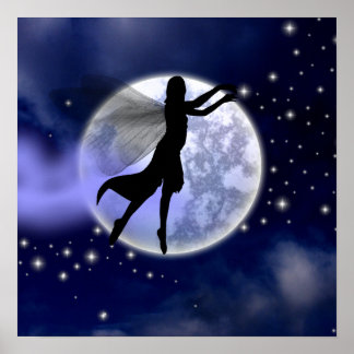Poster Silhouette Fée Lune