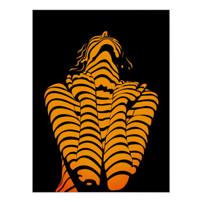 Poster Silhouette Moderne Expressive Femme Abstraite (Devant)