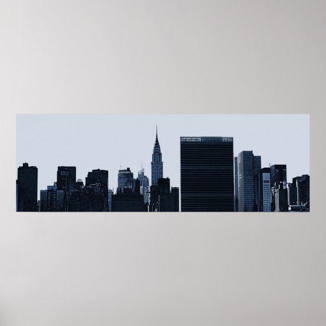 Poster Silhouette Skyline de New York (Devant)