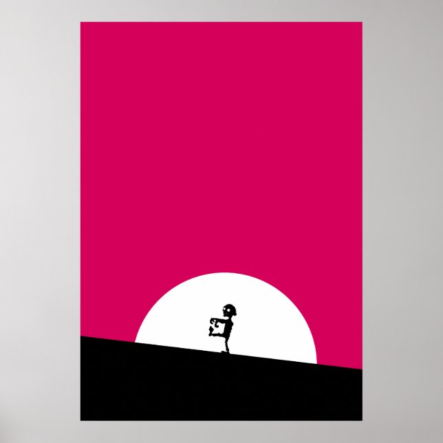 Poster Silhouette Zombie avec Pleine lune (Devant)