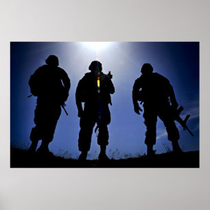 Poster Silhouettes des soldats de l'armée