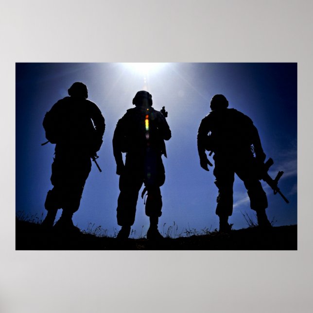 Poster Silhouettes des soldats de l'armée (Devant)