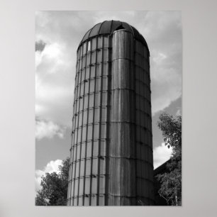 Poster Silo du Midwest noir et blanc