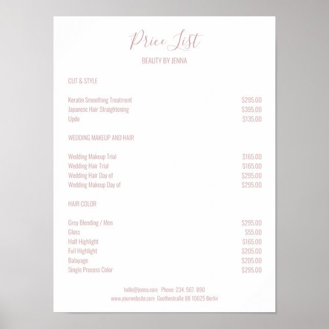 Poster simple blanc rose Preishear (Devant)