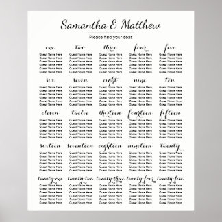 Poster Simple & Chic Wedding -More Tables | Seating Chart
