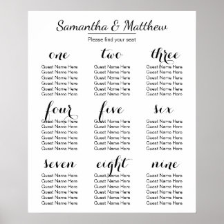 Poster Simple & Chic Wedding | Seating Chart