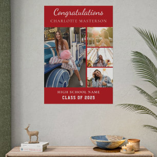 Poster Simple Collage Photo Remise de Diplôme 2026 Rouge