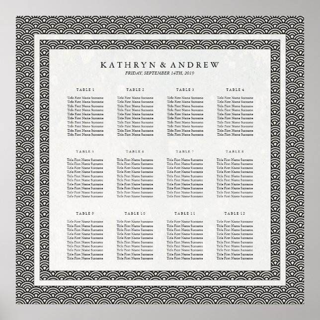 Poster Simple Elegant noir+blanc Seigaiha Seigaiha (Devant)