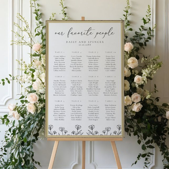 Poster simple Floral Outline Mariage Sein Graphiqu (Créateur téléchargé)