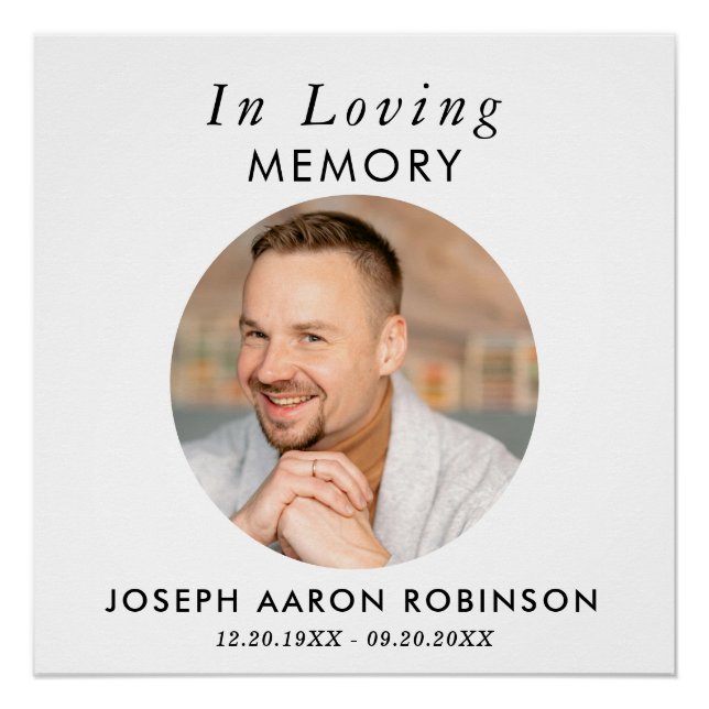Poster Simple Funeral Photo Modern Memorial Keepsake (Devant)