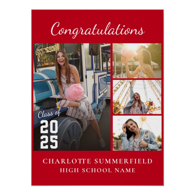 Poster Simple Moderne Graduation 2025 Collage photo (Devant)