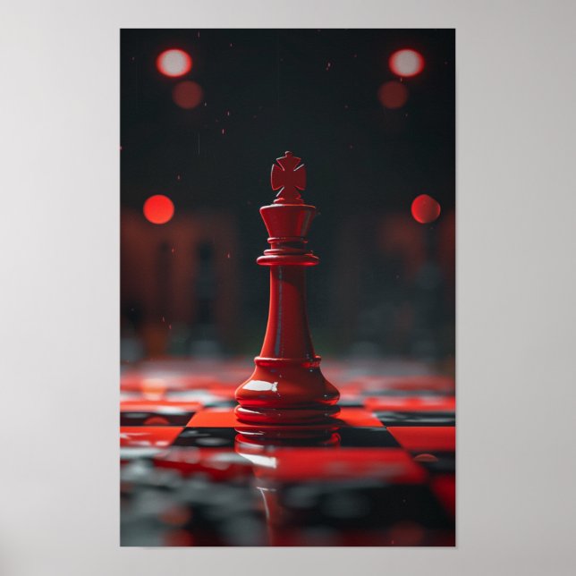 Poster simple Red King Chess Piece (Devant)