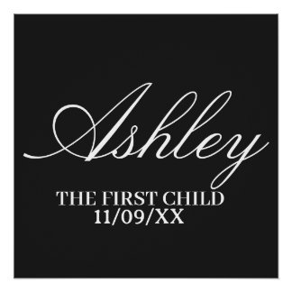 POSTER SIMPLE STYLISH MODERN ELEGANT FAMILY BABY NAME 
