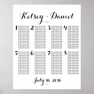 Poster Simple Wedding Seating Chart - fewer tables