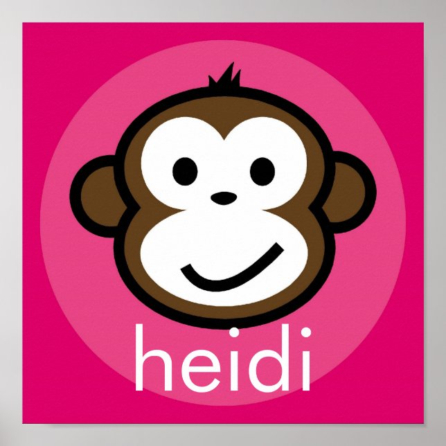 Poster Singe Cheeky Personnalisé [rose+rose-chaud] (Devant)