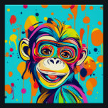 Poster Singe souriant<br><div class="desc">Singe souriant - adorable art coloré</div>