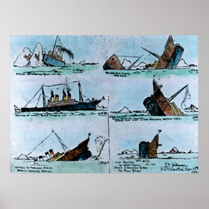 Poster Sinking of the RMS Titanic Vintage Illustration