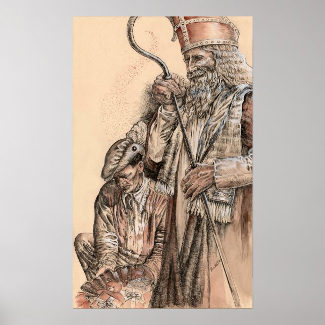 Poster Sinterklaas et Zwarte Piet par Portia St Luke (Devant)