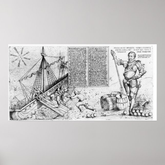 Poster Sir Francis Drake surveille le chargement du navir (Devant)