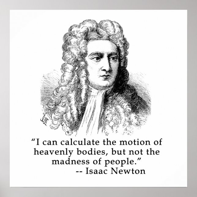 Poster Sir Isaac Newton Portrait et citation (Devant)