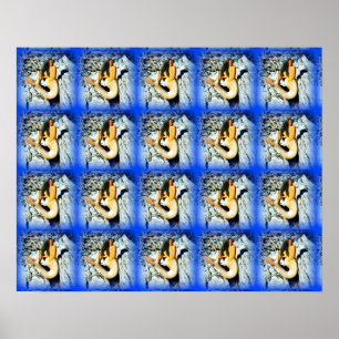 Poster sirènes à poil noir bleu