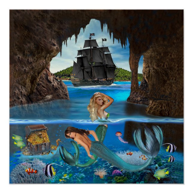 POSTER SIRÈNES DE LA GROTTE PIRATE (Devant)