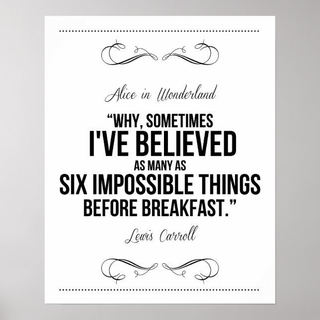 Poster "Six choses impossibles" Alice au pays des merveil (Devant)