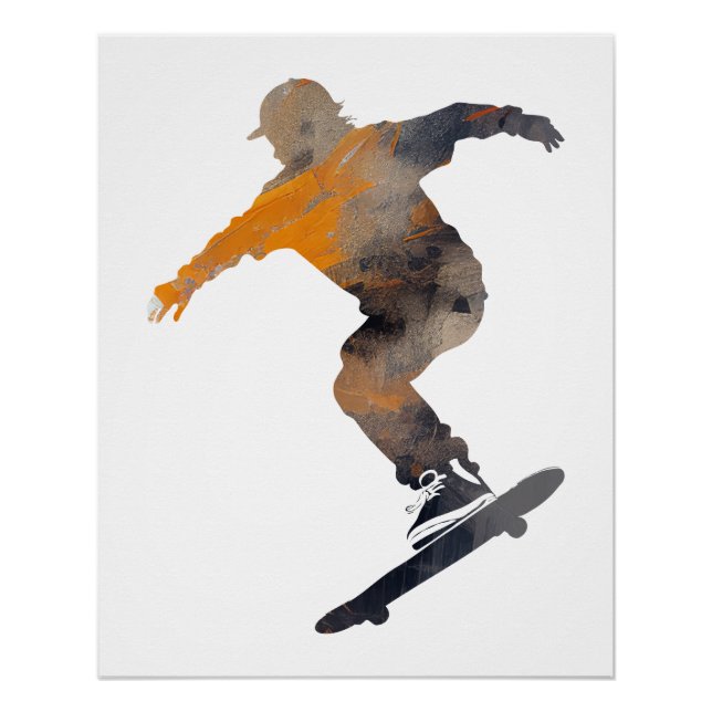 Poster Skateboard Jeu Sport Défi Illustration Pop (Devant)