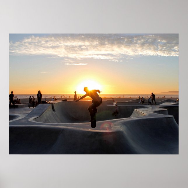 Poster Skateboard Park Sunset Skateboard Cali (Devant)