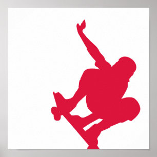 Poster Skateboard rouge Crimson
