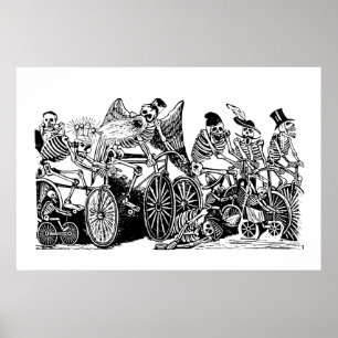 Poster Skeleton Cyclistes par José Guadalupe Posada