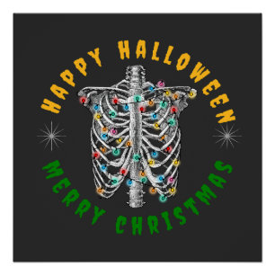 Poster Skeleton de Noël Chemise Gnome Drôle Halloween