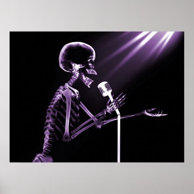 POSTER SKELETON DE X RAY CHANTANT SUR RETRO MIC - PURPLE (Devant)