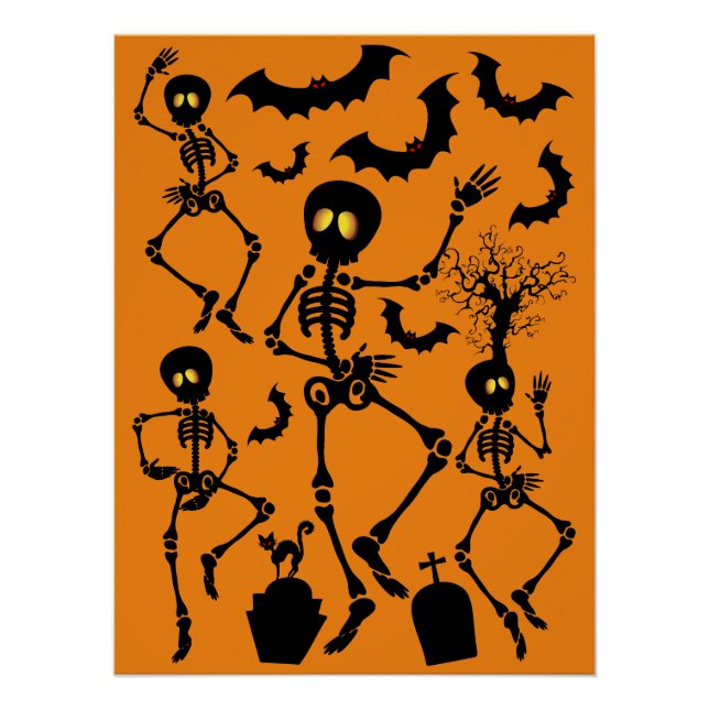 Poster Skeletons d'Halloween Macabre Dance (Devant)
