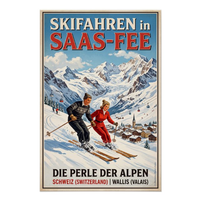 Poster Ski à Saas-Fee  (Devant)