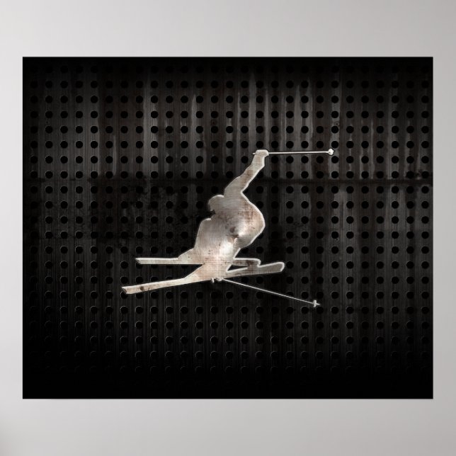Poster Ski de neige ; Noir Cool (Devant)