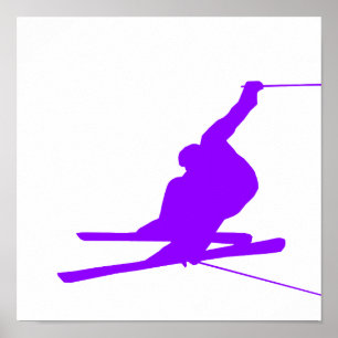 Poster Ski de neige violet