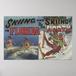 Poster Ski d'eau en Floride contre la neige skiant vers