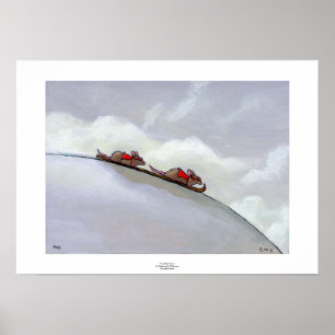 Poster Ski racing rats amusant art unique ski peinture de