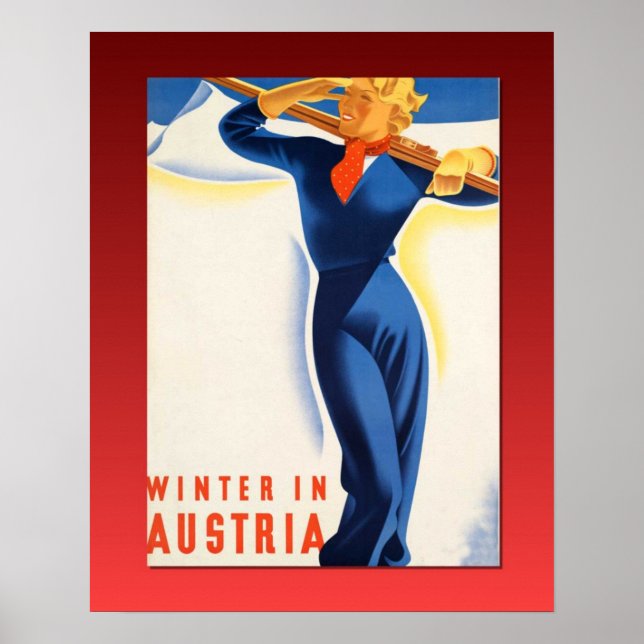 poster Ski vintage, hiver en Autriche (Devant)