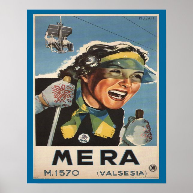 poster Ski vintage, Mera, Valsesia (Devant)