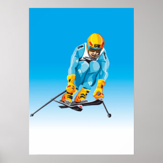 Poster Skier de descente Jumping Sport d'hiver