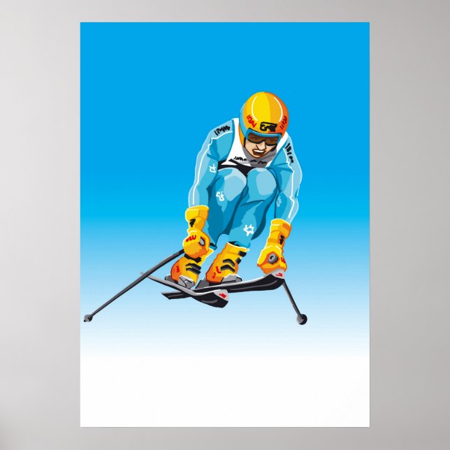 Poster Skier de descente Jumping Sport d'hiver (Devant)