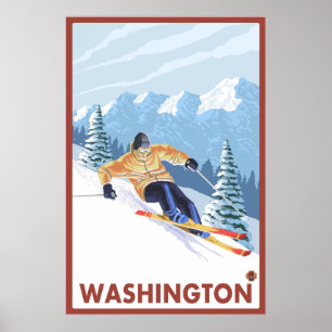 Poster Skier de neige - Washington